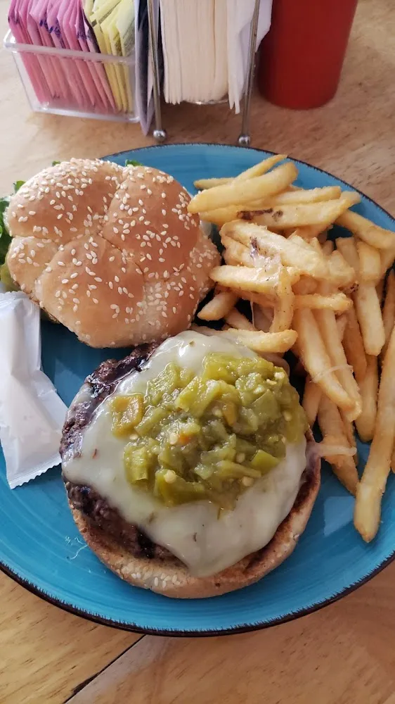 The Virgil Bison Burger with Hatch Chilis